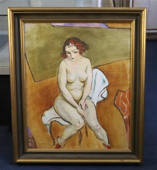 Roger Bertin (French, 1915-2003) Seated female nude 23.5 x 19.5in.